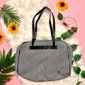 Oscar de la Renta Striped Shoulder Bag Travel Bag Makeup Bag